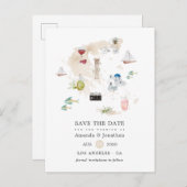 Carte aquarelle de Grèce mariage de destination (Devant / Derrière)