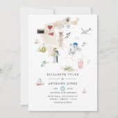 Carte aquarelle de Grèce mariage de destination (Devant)