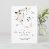 Carte aquarelle de Grèce mariage de destination (Debout devant)