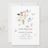 Carte aquarelle de Grèce mariage de destination ph (Devant)