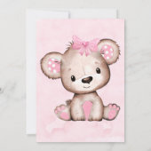 Carte Aquarelle de la fille Ours en peluche 1er. Fête d' (Dos)