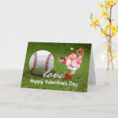 Carte Aquarelle de la Saint Valentin de baseball (Fleur jaune)