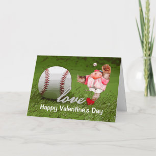 Carte Aquarelle de la Saint Valentin de baseball