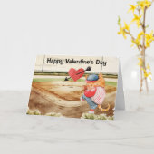 Carte Aquarelle de la Saint Valentin de baseball (Fleur jaune)