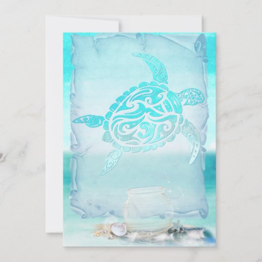 Carte Aquarelle de la tortue de plage (Devant)