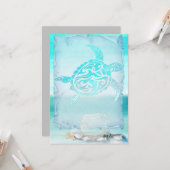 Carte Aquarelle de la tortue de plage (Devant/Arrière en situation)