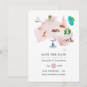 Carte aquarelle de l'Australie Destination Wedding (Devant / Derrière)