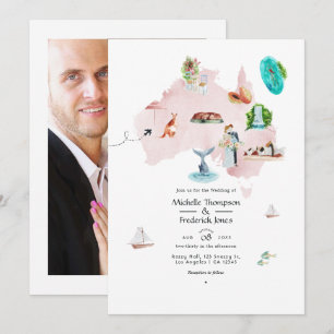 Carte aquarelle de l'Australie Destination Wedding