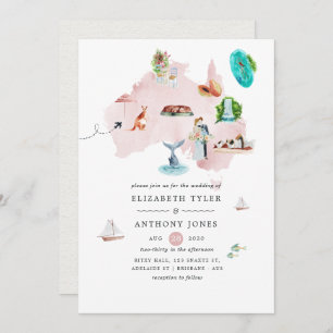 Carte aquarelle de l'Australie Destination Wedding