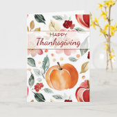 Carte Aquarelle de l'automne de Thanksgiving Citrouille  (Fleur jaune)