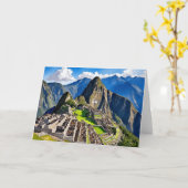 Carte Aquarelle de Machu Picchu Pérou (Fleur jaune)
