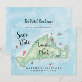 Carte aquarelle de Martha's Vineyard Save the Date (Devant / Derrière)