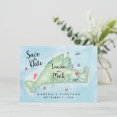 Carte aquarelle de Martha's Vineyard Save the Date (Debout devant)