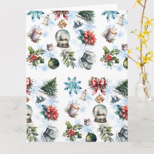 Carte Aquarelle de Noël (Fleur jaune)