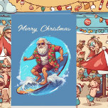 Carte Aquarelle de Noël festive Père Noël beach<br><div class="desc">Carte de plage Père Noël Festive Christmas aquarelle</div>