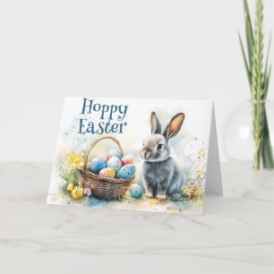 Carte Aquarelle de Pâques Hoppy