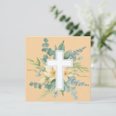 Carte Aquarelle de Pâques relativement joyeuse Croix flo (Debout devant)