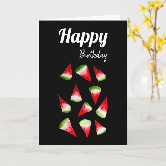 Carte Aquarelle de pastèque fruit mignon (Fleur jaune)