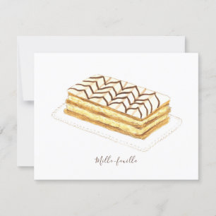 Carte Aquarelle de pâtisserie de feuille de ille