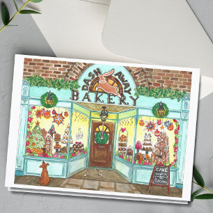 Carte aquarelle de pâtisserie de Noël