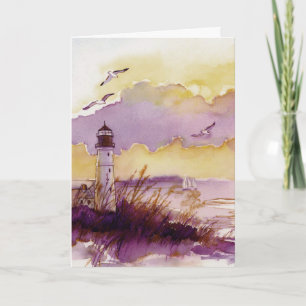 Carte Aquarelle de phare artistique personnalisable cart