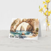 Carte Aquarelle de plage de Cabo San Lucas (Fleur jaune)