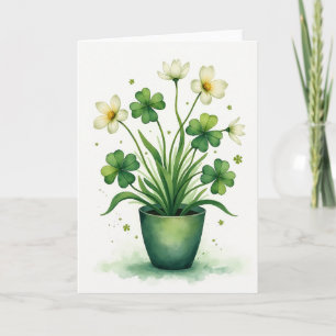 Carte aquarelle de plante de trèfle