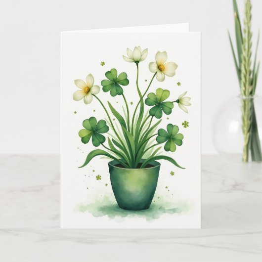 Carte aquarelle de plante de trèfle (Devant)