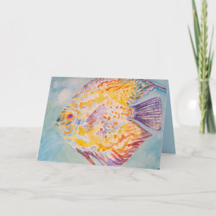 Carte Aquarelle de poisson de couleur arc-en-ciel