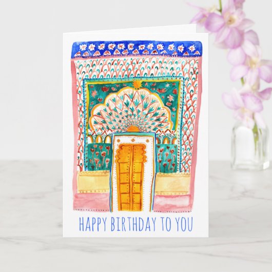 Carte Aquarelle de porte Peacock Palais de la ville de J (Orchidée)