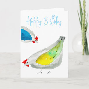 Carte Aquarelle de poulets mignons