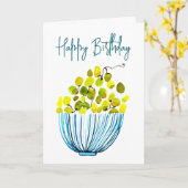 Carte Aquarelle de raisins fruits mignons (Fleur jaune)