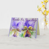 Carte aquarelle de remerciement aux pensées violet (Fleur jaune)