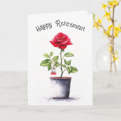 Carte Aquarelle de retraite Rose rouge Bush (Fleur jaune)