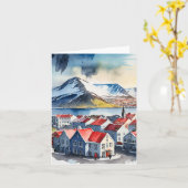 Carte Aquarelle de Reykjavik Islande (Fleur jaune)