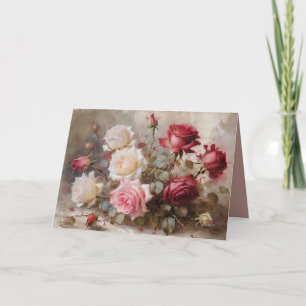 Carte Aquarelle de roses personnalisable vierge
