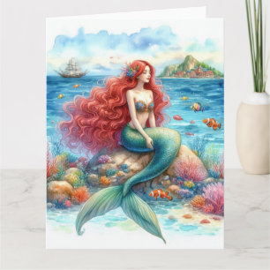 Carte Aquarelle de sirène