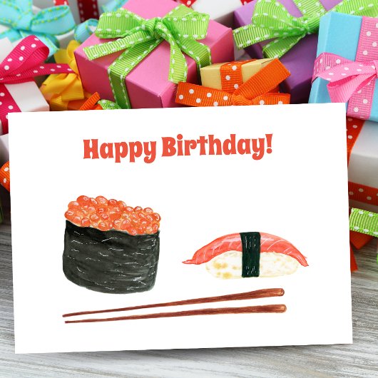 Carte Aquarelle de sushi de joyeux anniversaire