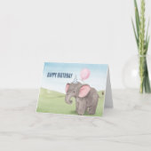 Carte Aquarelle d'éléphant mignonne Joyeux anniversaire (Devant)