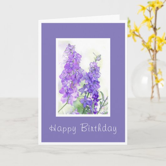 Carte Aquarelle Delphiniums (Fleur jaune)