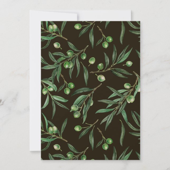 Carte Aquarelle des branches d'olive en noir (Devant)