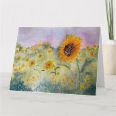 Carte Aquarelle des fleurs de soleil (Devant)