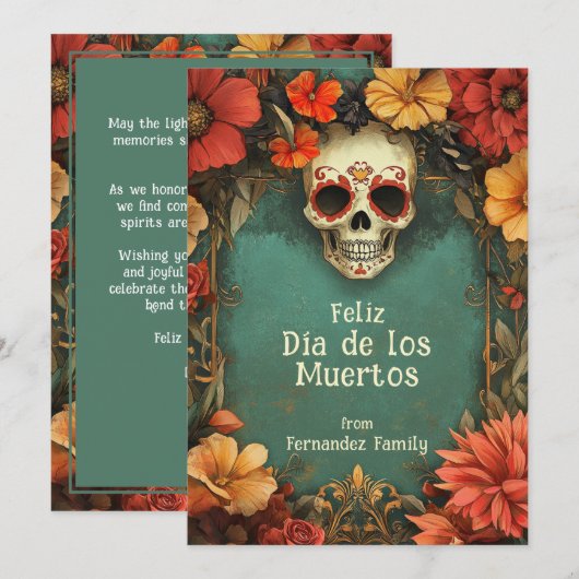 Carte 💀 🎉 Aquarelle Día de Muertos (Devant / Derrière)