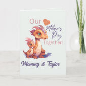 Carte Aquarelle Dinosaure et bébé Fête de la mère premiè (Devant)