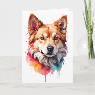 Carte Aquarelle Dog Splatt Art Portrait Splash Blanc