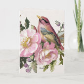 Carte Aquarelle d'oiseau floral rose  (Dos)