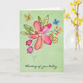 Carte Aquarelle Doodle Flowers (Fleur jaune)