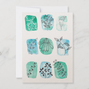Carte Aquarelle doodle occasion générale botanique