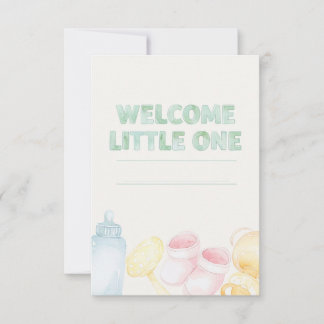 Carte Aquarelle douce Bienvenue Petit Baby shower