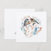 Carte Aquarelle Douce Couple Bluebird Avec Floral (Devant / Derrière)